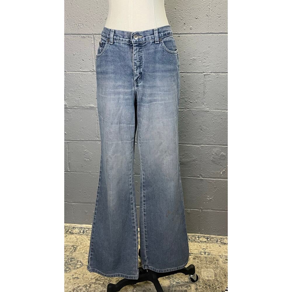Vintage y2k Lo Rise Flare Jeans SZ 12 Light Med Wash Bell Bottom LG